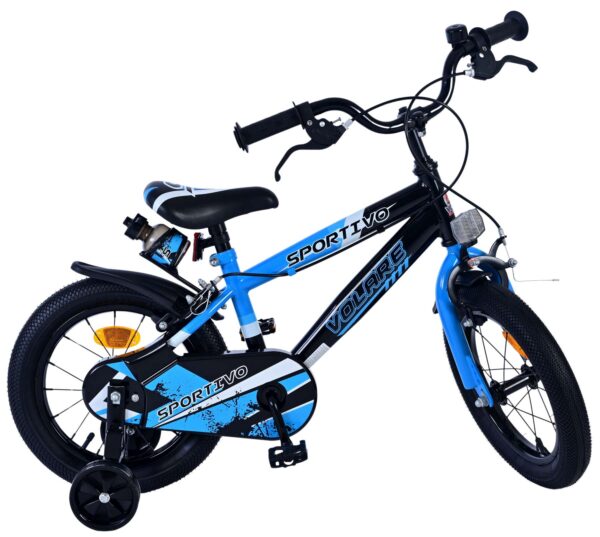 Volare Sportivo Kinderfiets - Jongens - 14 inch - Blauw Zwart - Twee Handremmen - Afbeelding 10