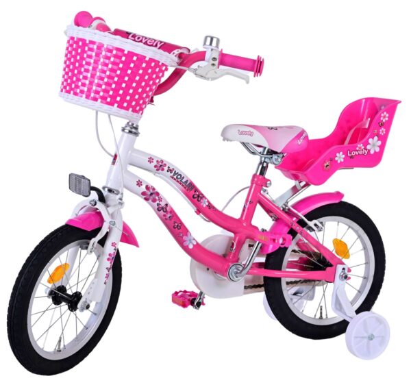 Volare Lovely Kinderfiets - Meisjes - 14 inch - Roze Wit - Twee Handremmen - Image 9