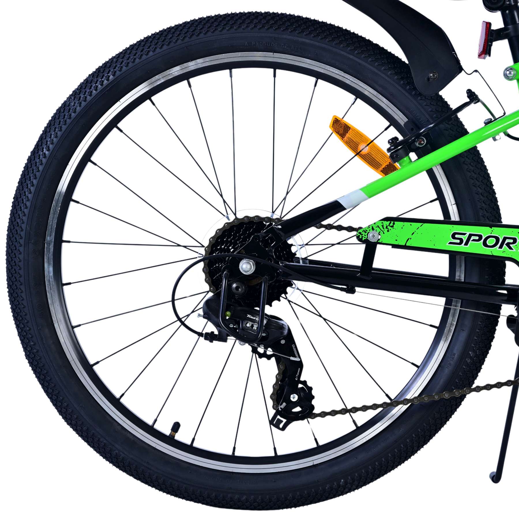 Volare Sportivo Kinderfiets - Jongens - 24 inch - Zwart Groen - 7 Speed - Afbeelding 2
