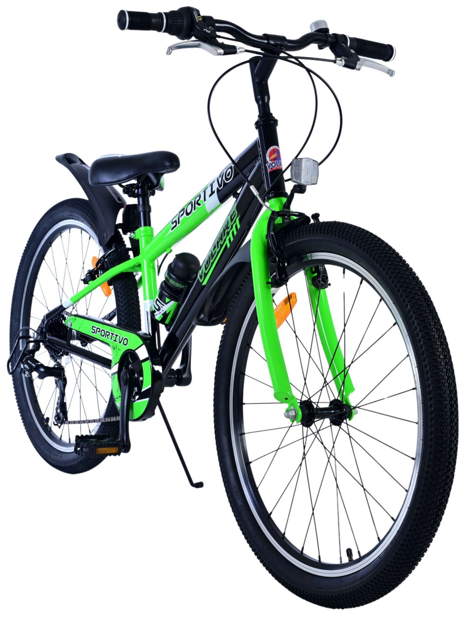 Volare Sportivo Kinderfiets - Jongens - 24 inch - Zwart Groen - 7 Speed - Afbeelding 6