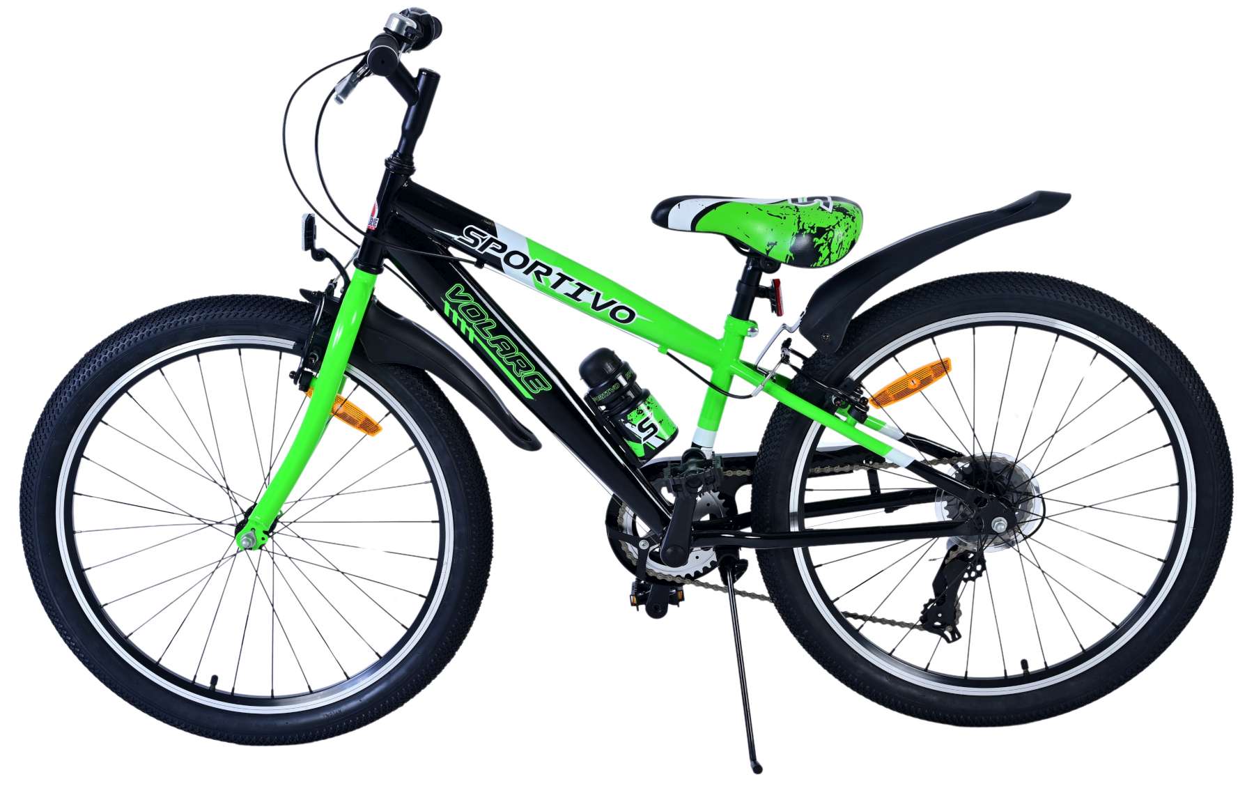 Volare Sportivo Kinderfiets - Jongens - 24 inch - Zwart Groen - 7 Speed - Afbeelding 8