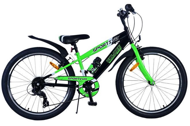 Volare Sportivo Kinderfiets - Jongens - 24 inch - Zwart Groen - 7 Speed