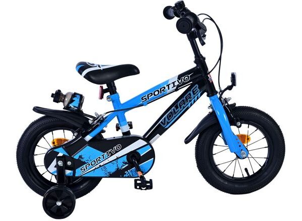 Volare Sportivo Kinderfiets - Jongens - 12 inch - Blauw Zwart - Twee Handremmen