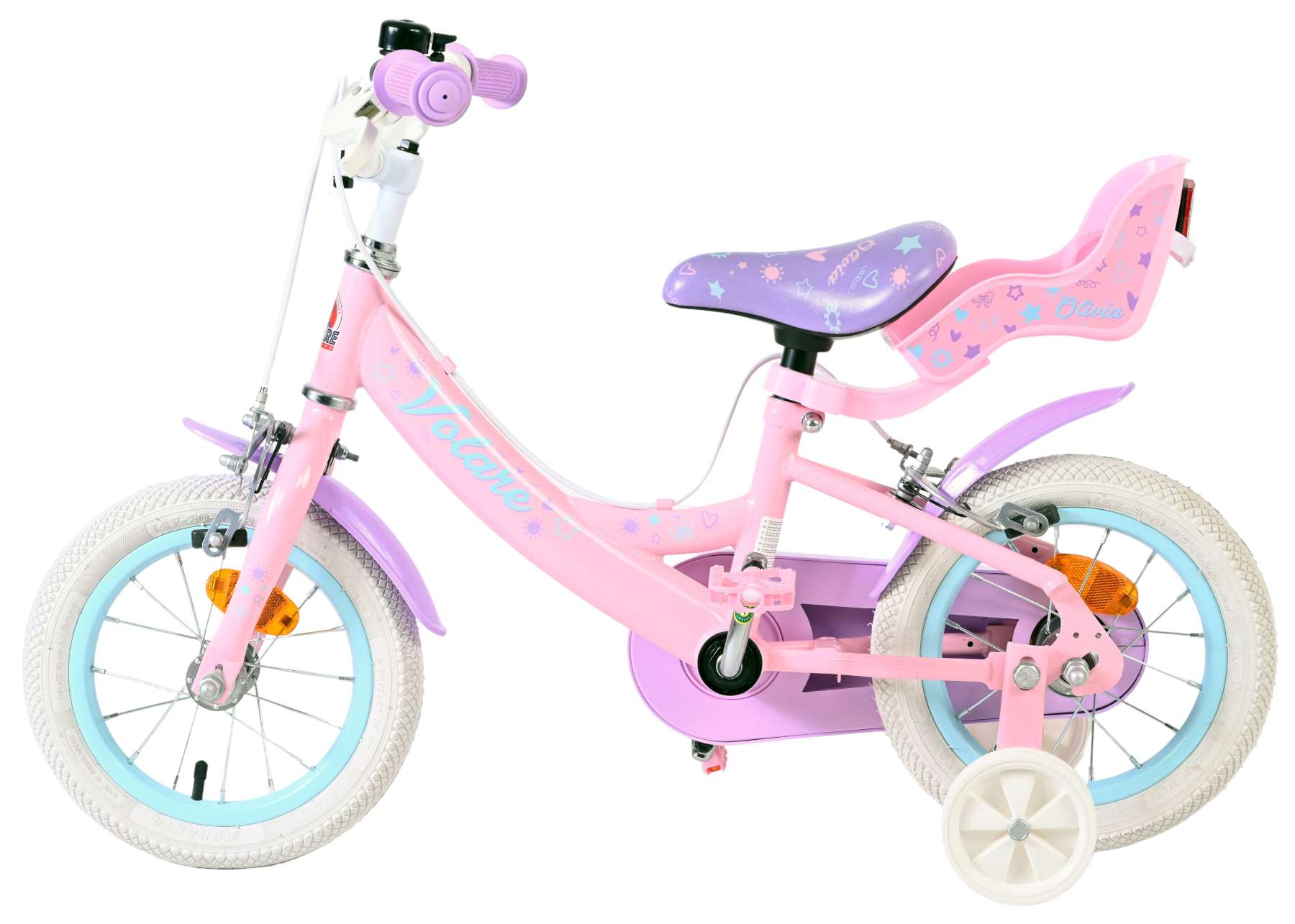 Volare Olivia Kinderfiets - Meisjes - 12 inch - Roze - Twee handremmen - Afbeelding 7