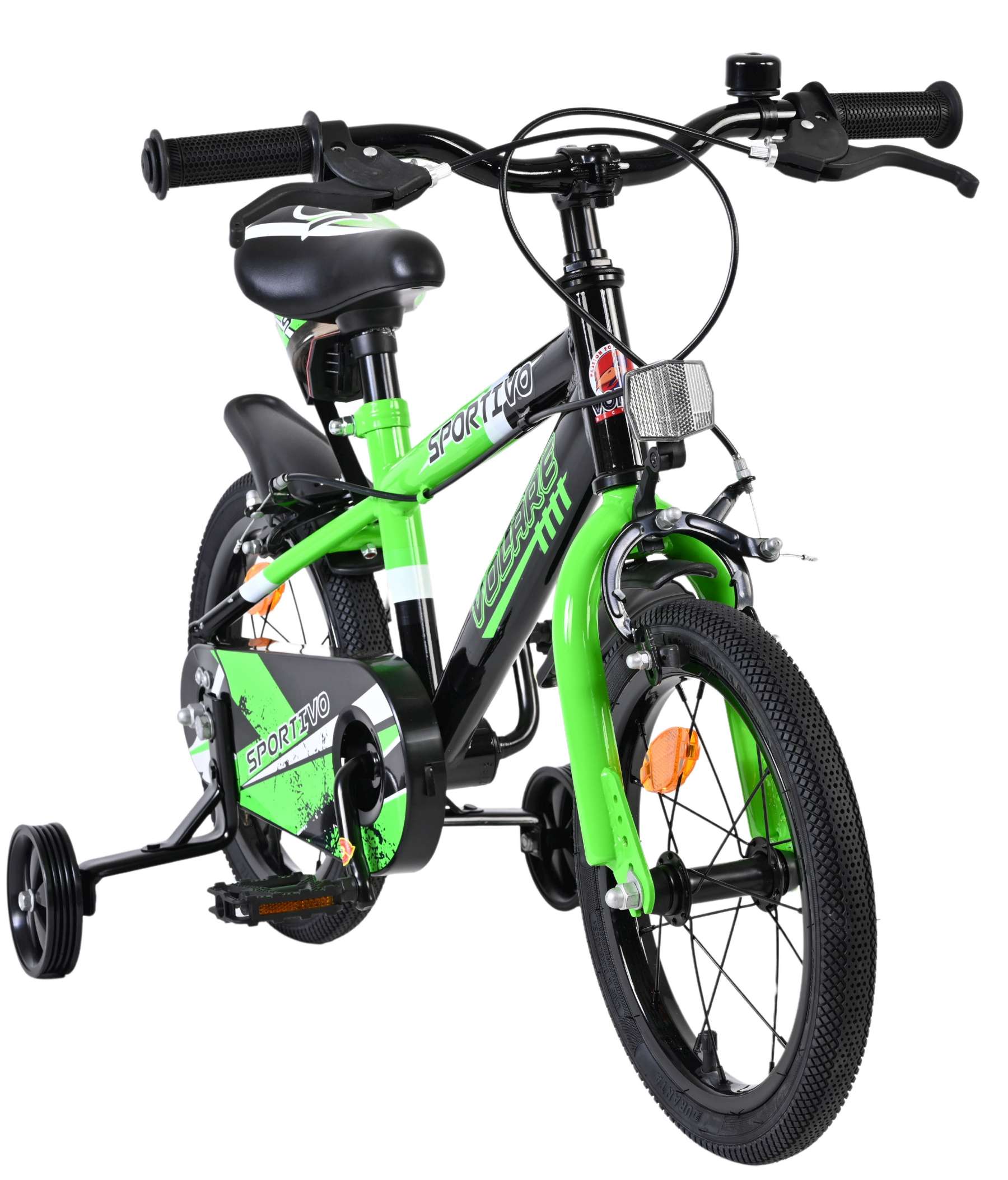 Volare Sportivo Kinderfiets - Jongens - 14 inch - Groen Zwart - Twee Handremmen - Afbeelding 5