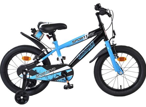 Volare Sportivo Kinderfiets - Jongens - 16 inch - Blauw Zwart - Twee Handremmen