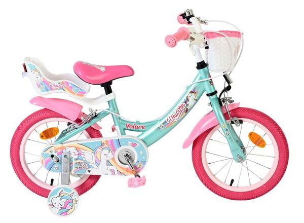Volare Unicorn Kinderfiets - Meisjes - 14 inch - Groen - Twee Handremmen
