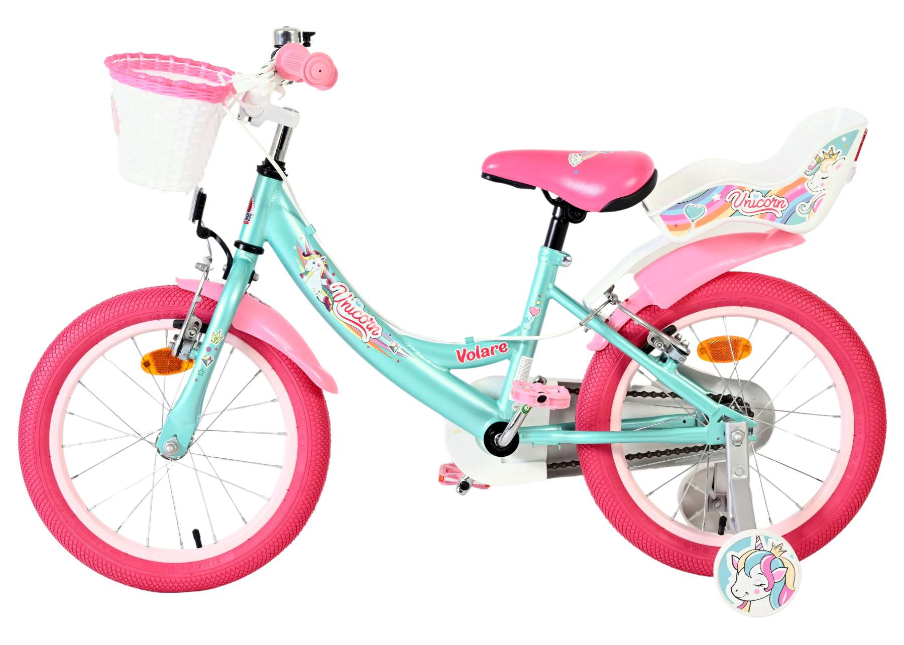 Volare Unicorn Kinderfiets - Meisjes - 16 inch - Groen - Twee Handremmen - Afbeelding 7