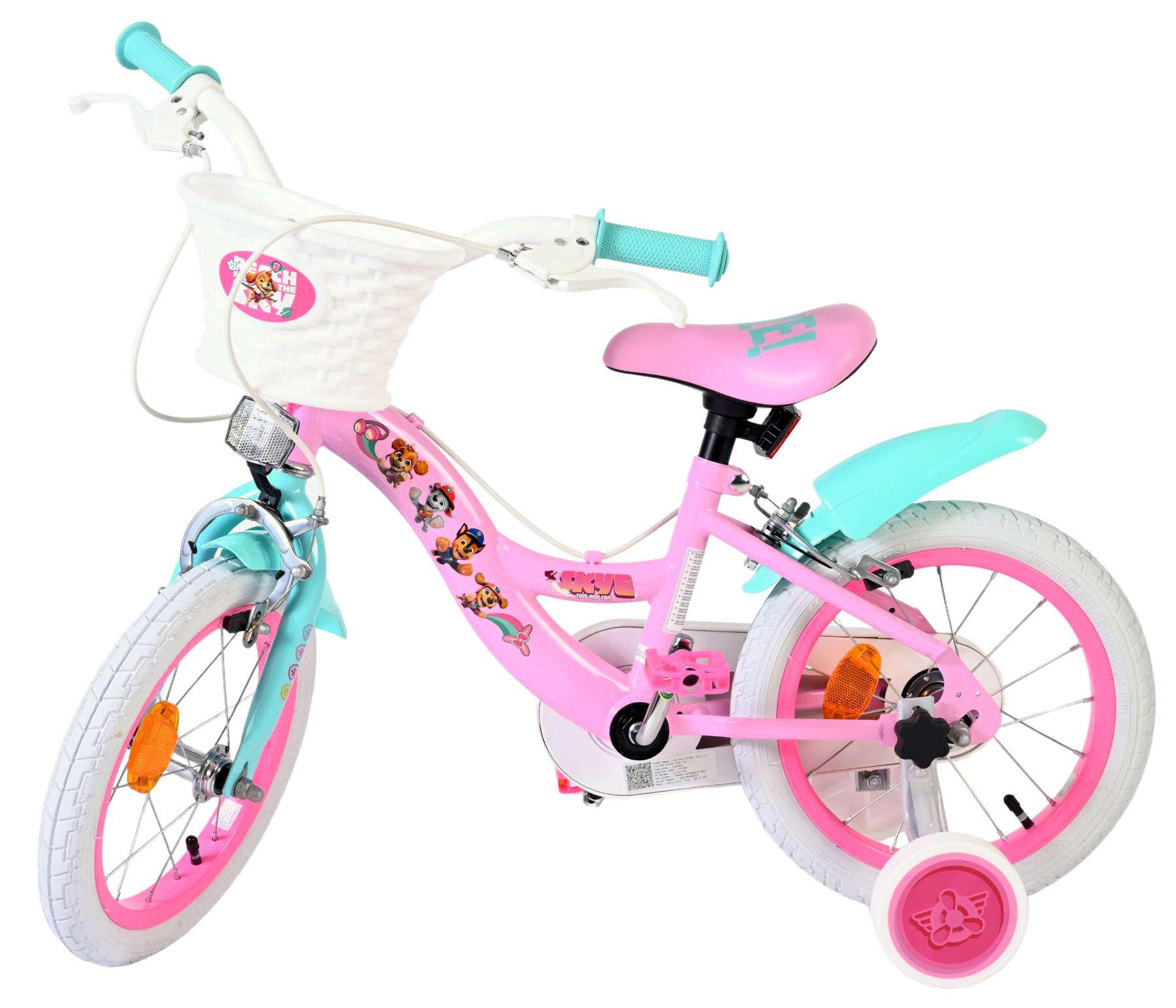Paw Patrol Kinderfiets - Meisjes - 14 inch - Roze - Twee handremmen - Afbeelding 8