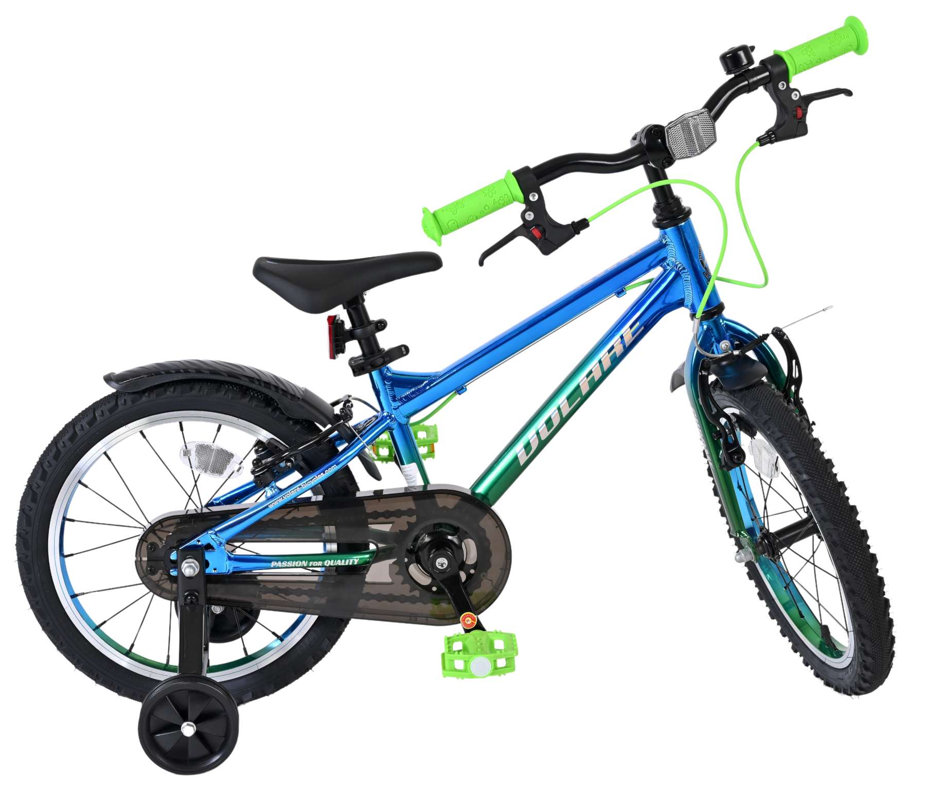 Volare Chrome Kinderfiets - Jongens - 16 inch - Blauw Groen - Twee Handremmen - Afbeelding 10