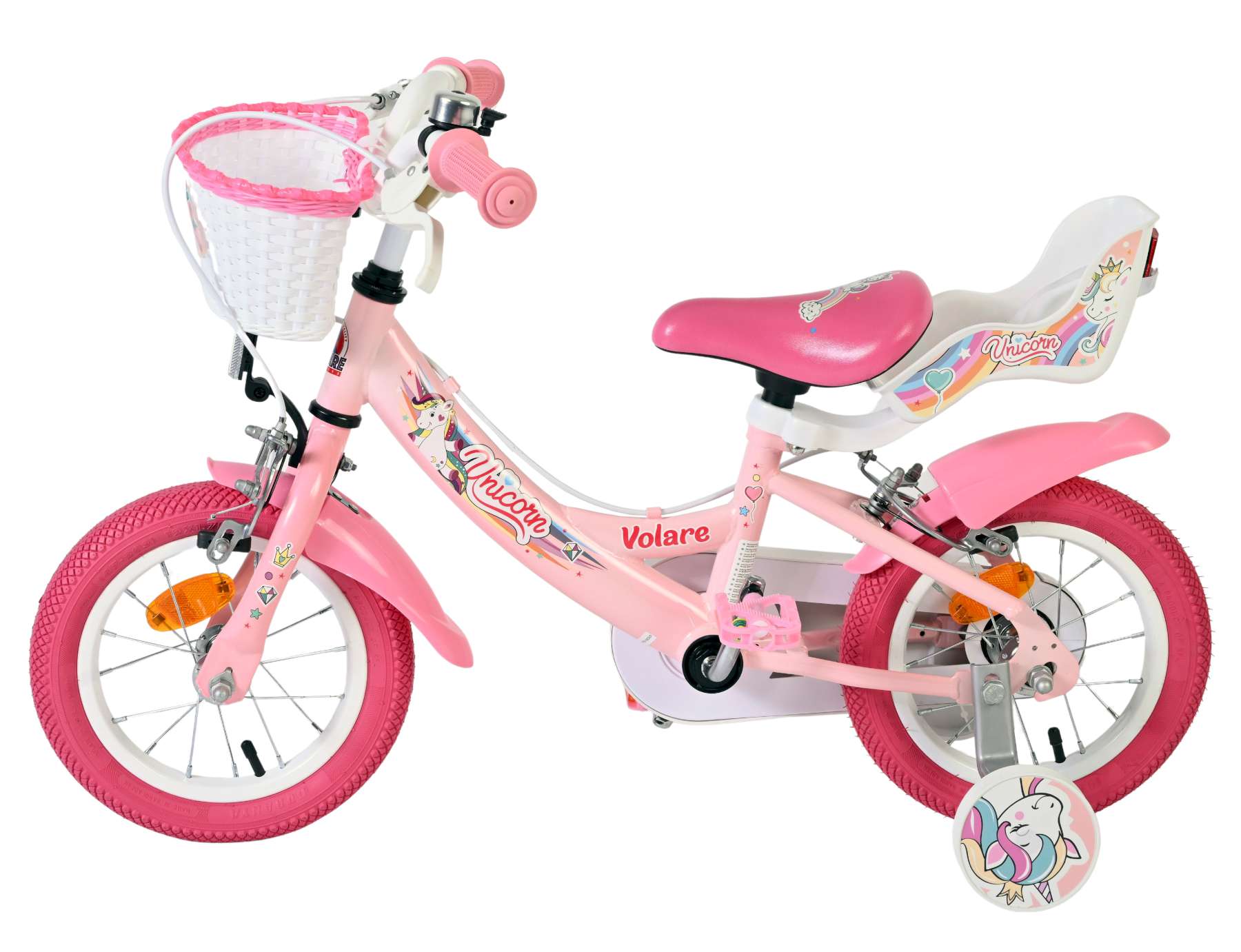 Volare Unicorn Kinderfiets - Meisjes - 12 inch - Roze - Twee handremmen - Afbeelding 7