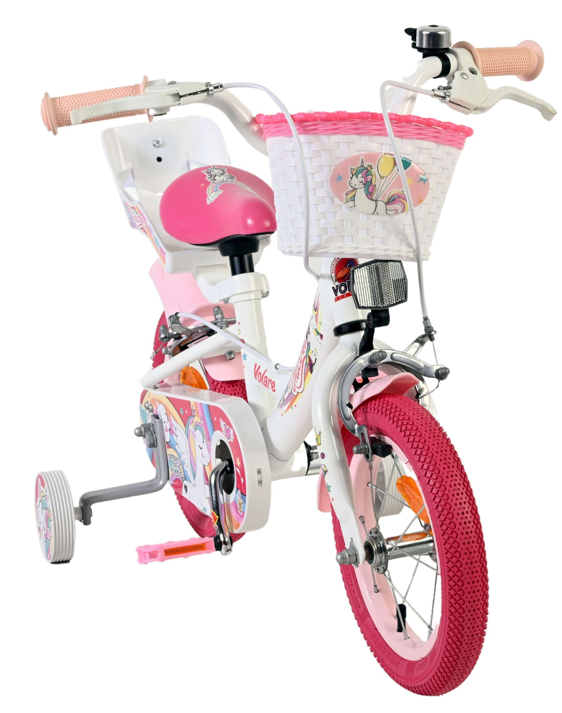 Volare Unicorn Kinderfiets - Meisjes - 12 inch - Wit - Twee handremmen - Afbeelding 5