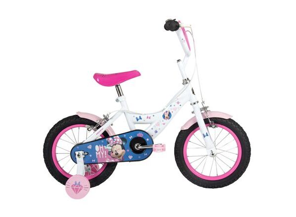 Disney Minnie Kinderfiets - Meisjes - 14 inch - Wit Roze - Twee handremmen