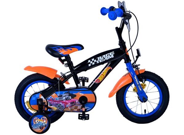 Hot Wheels Kinderfiets - Jongens - 12 inch - Zwart Oranje Blauw - Twee handremmen