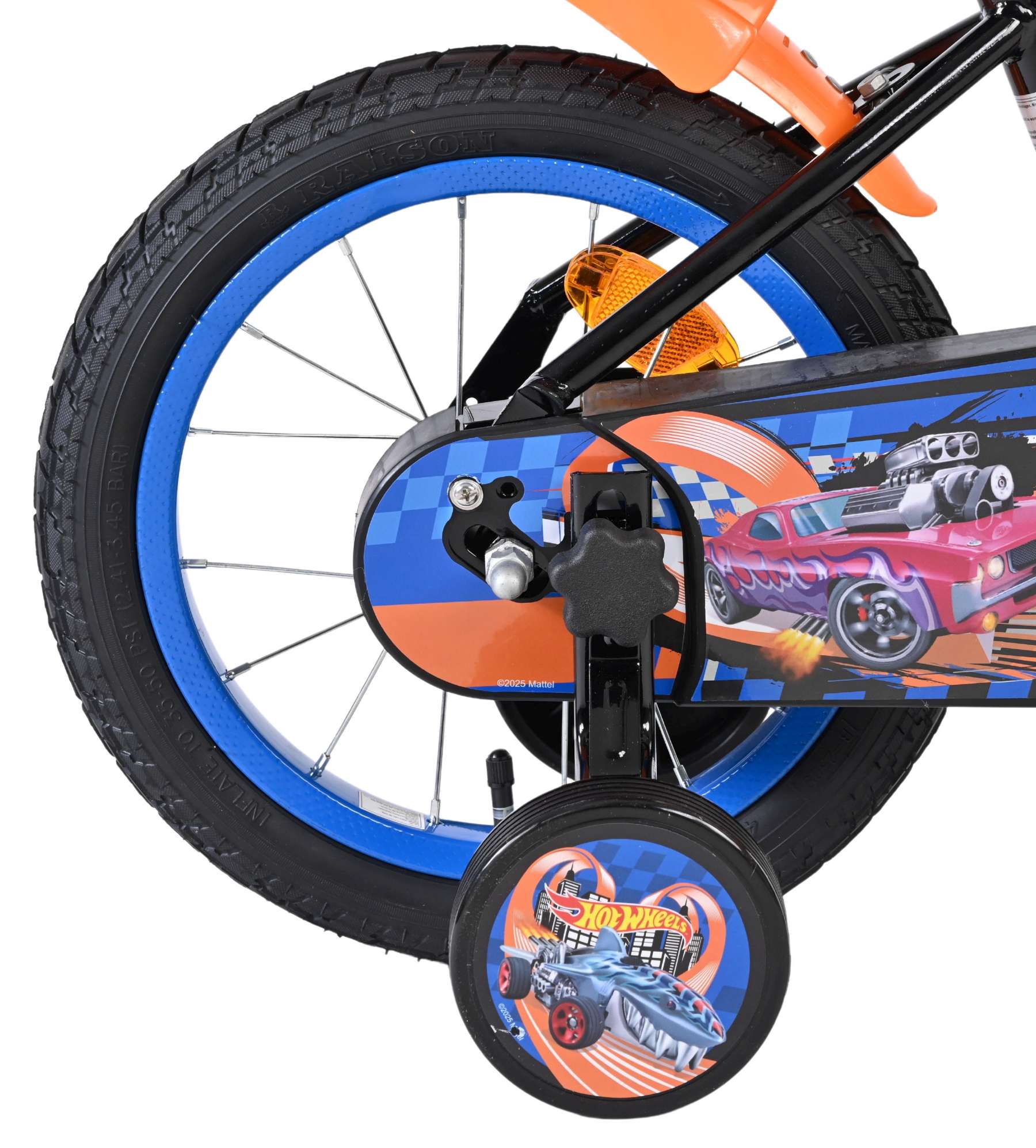 Hot Wheels Kinderfiets - Jongens - 14 inch - Zwart Oranje Blauw - Afbeelding 4