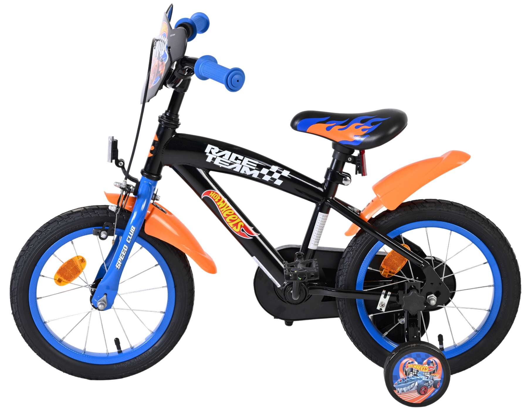 Hot Wheels Kinderfiets - Jongens - 14 inch - Zwart Oranje Blauw - Afbeelding 9