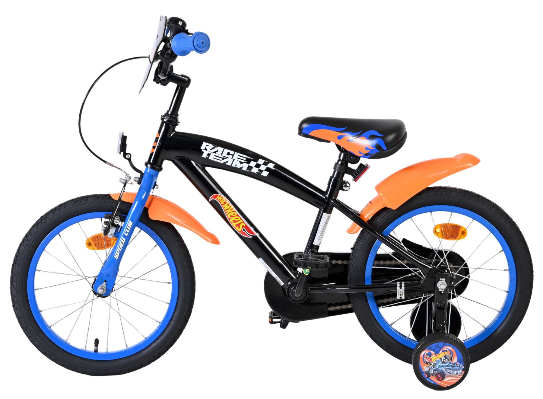 Hot Wheels Kinderfiets - Jongens - 16 inch - Zwart Oranje Blauw - Afbeelding 8