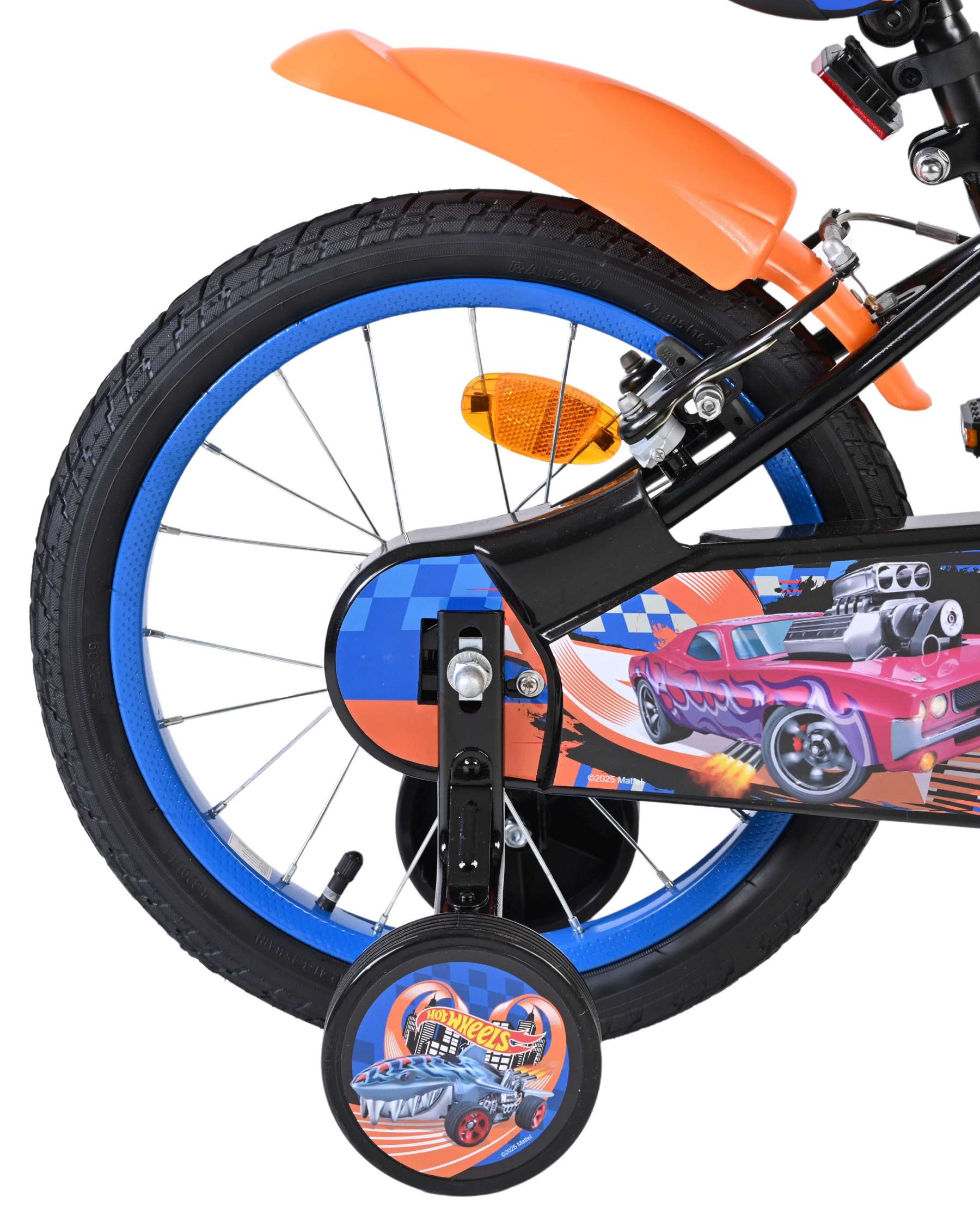 Hot Wheels Kinderfiets - Jongens - 16 inch - Zwart Oranje Blauw - Twee Handremmen - Afbeelding 3