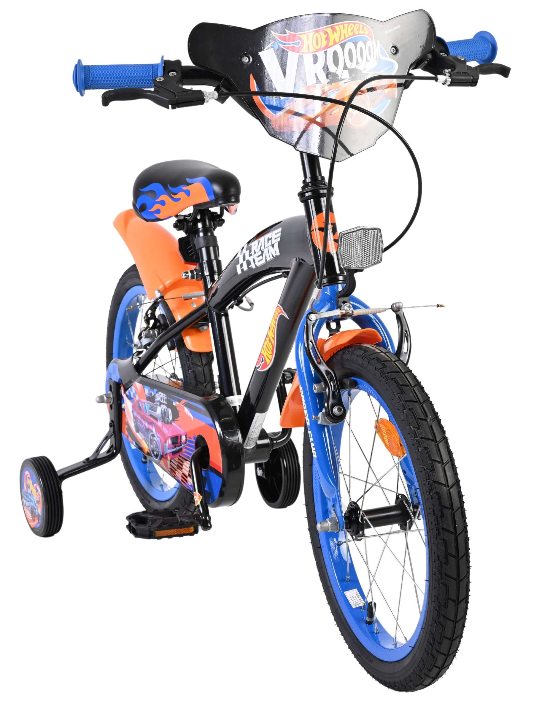 Hot Wheels Kinderfiets - Jongens - 16 inch - Zwart Oranje Blauw - Twee Handremmen - Afbeelding 6