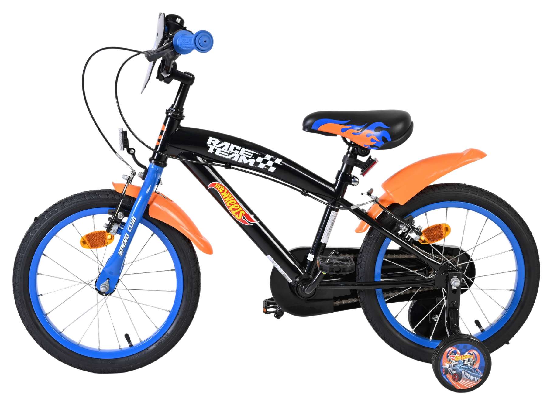 Hot Wheels Kinderfiets - Jongens - 16 inch - Zwart Oranje Blauw - Twee Handremmen - Afbeelding 8