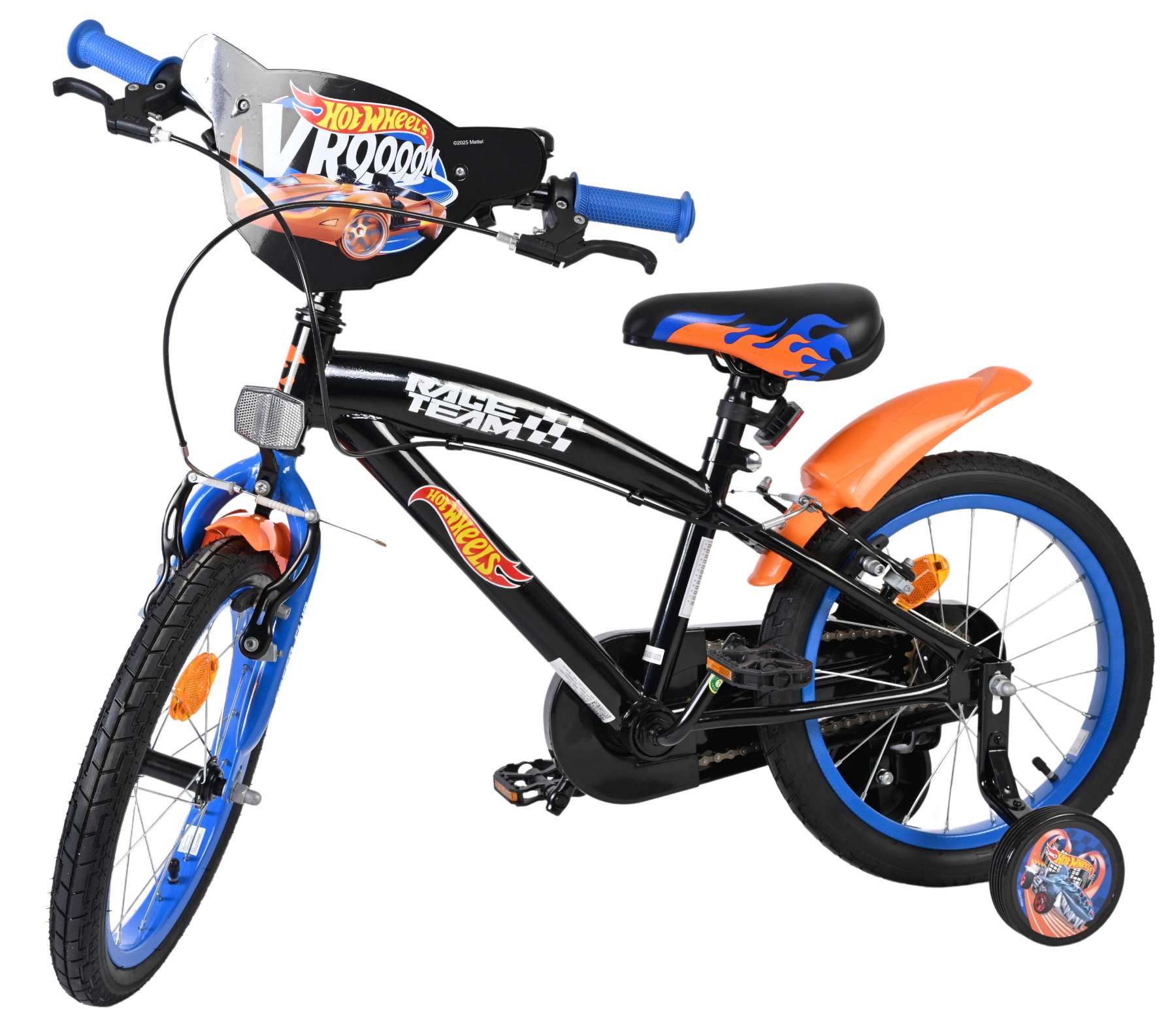 Hot Wheels Kinderfiets - Jongens - 16 inch - Zwart Oranje Blauw - Twee Handremmen - Afbeelding 9