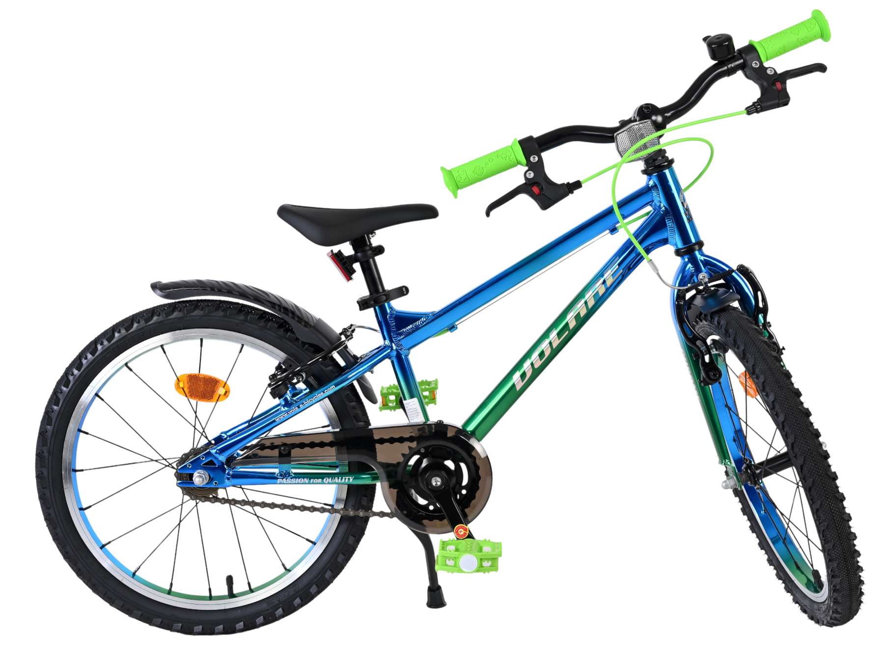 Volare Chrome Kinderfiets - Jongens - 18 inch - Blauw Groen- Twee handremmen - Afbeelding 11