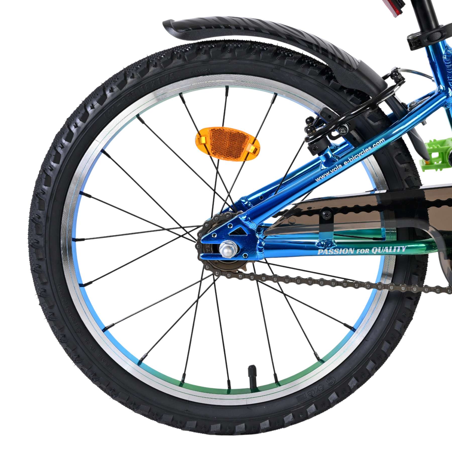Volare Chrome Kinderfiets - Jongens - 18 inch - Blauw Groen- Twee handremmen - Afbeelding 3