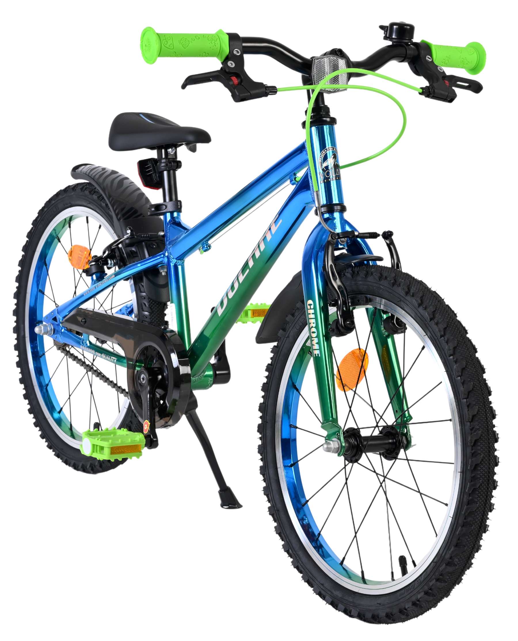 Volare Chrome Kinderfiets - Jongens - 18 inch - Blauw Groen- Twee handremmen - Afbeelding 6