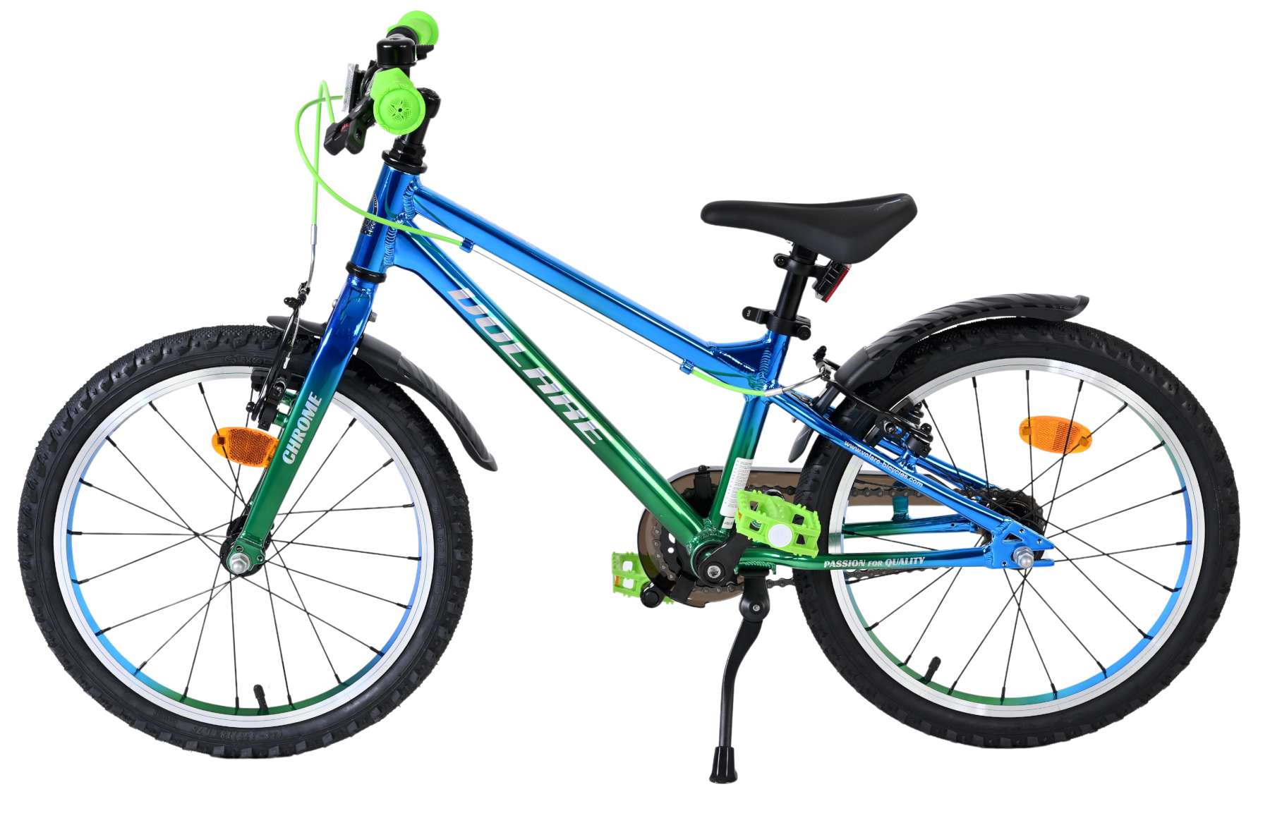Volare Chrome Kinderfiets - Jongens - 18 inch - Blauw Groen- Twee handremmen - Afbeelding 8