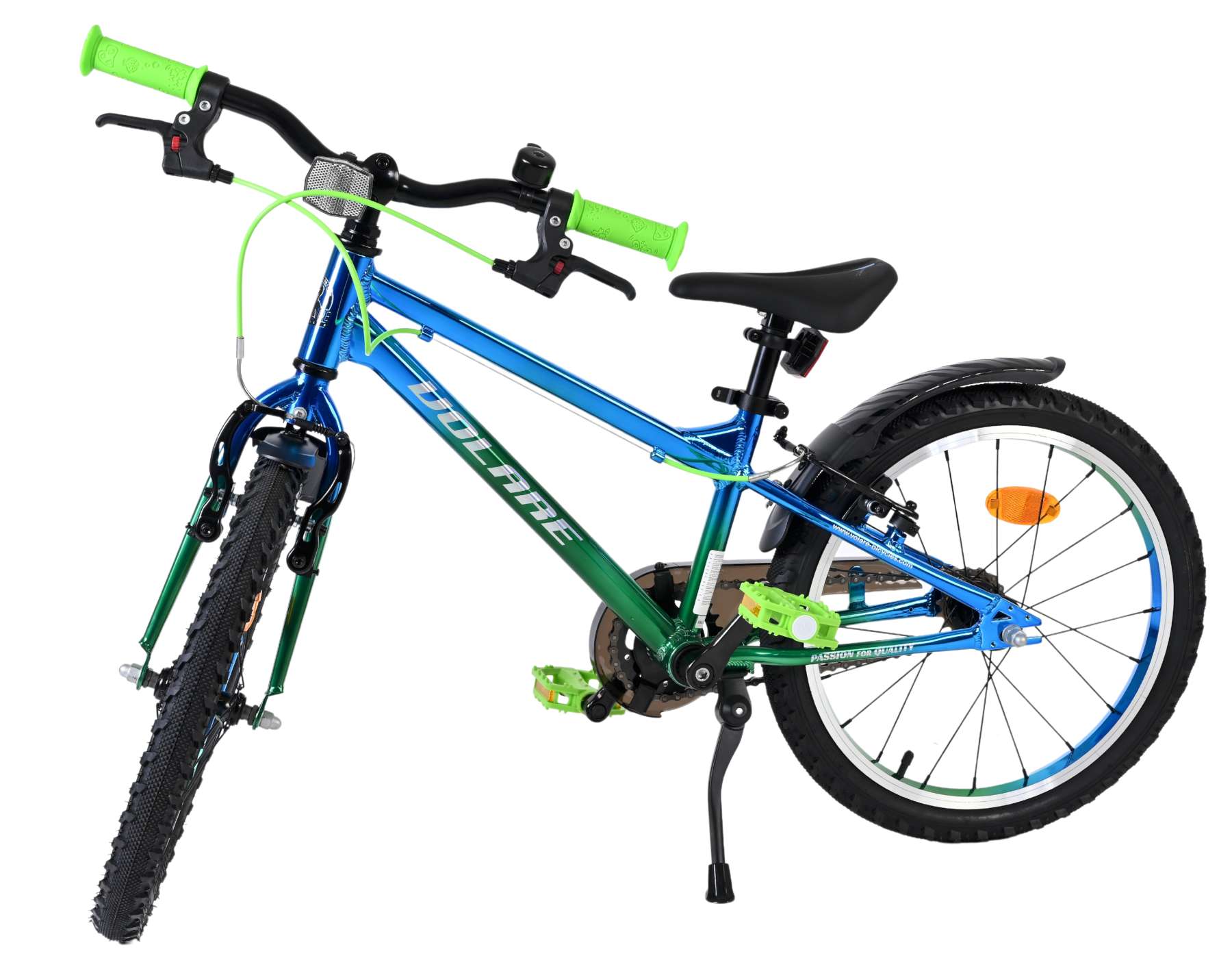 Volare Chrome Kinderfiets - Jongens - 18 inch - Blauw Groen- Twee handremmen - Afbeelding 9