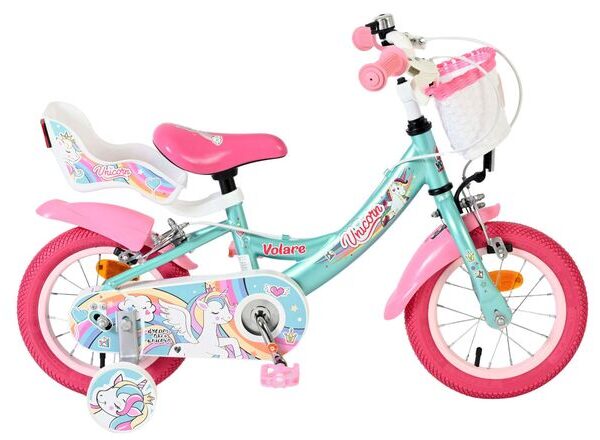 Volare Unicorn Kinderfiets - Meisjes - 12 inch - Groen - Twee handremmen