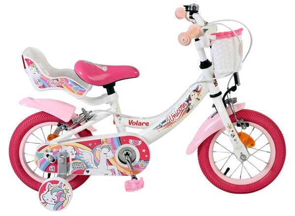 Volare Unicorn Kinderfiets - Meisjes - 12 inch - Wit - Twee handremmen