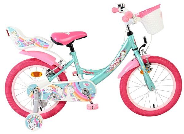 Volare Unicorn Kinderfiets - Meisjes - 16 inch - Groen - Twee handremmen