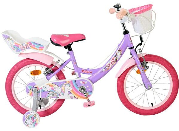 Volare Unicorn Kinderfiets - Meisjes - 16 inch - Paars - Twee handremmen