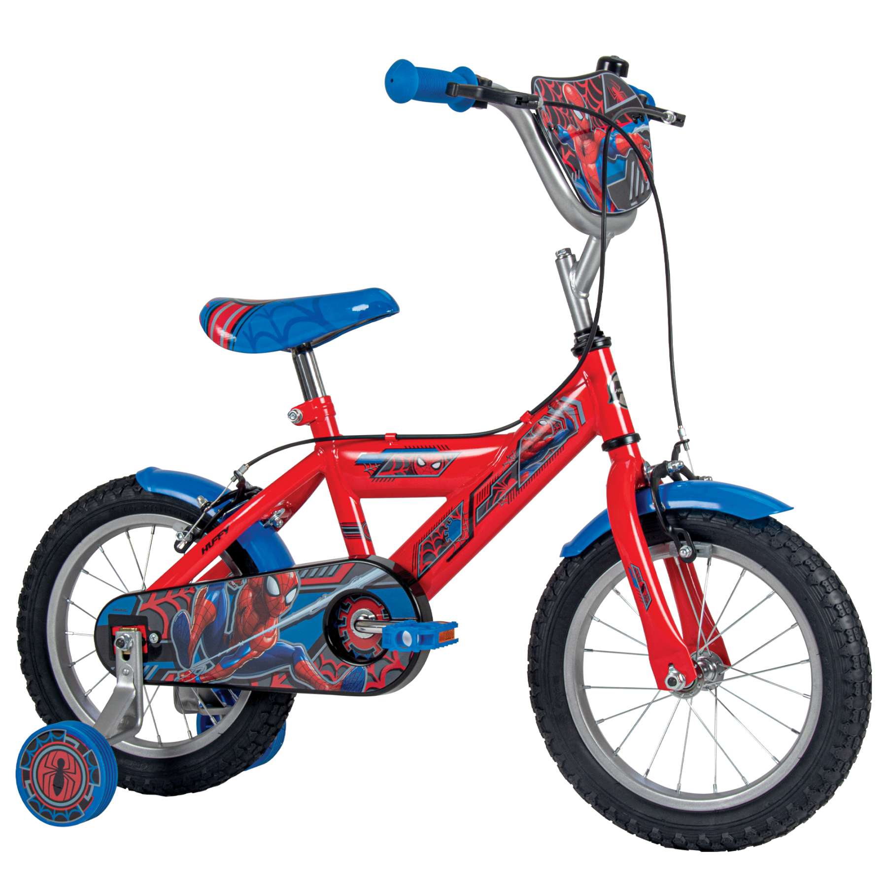 Spider-Man Kinderfiets - Jongens - 14 inch - Blauw Rood - Twee handremmen - Afbeelding 2
