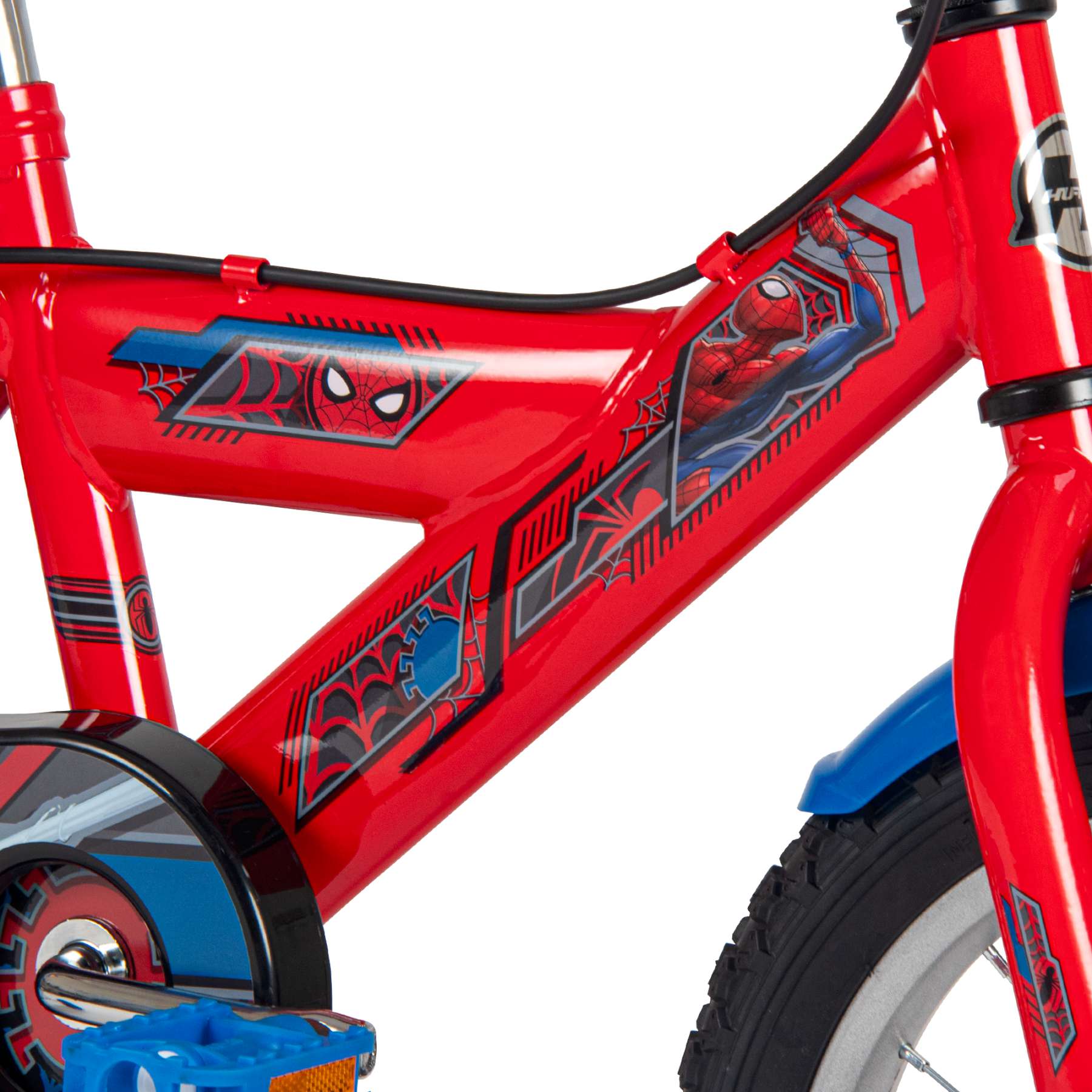 Spider-Man Kinderfiets - Jongens - 14 inch - Blauw Rood - Twee handremmen - Afbeelding 4