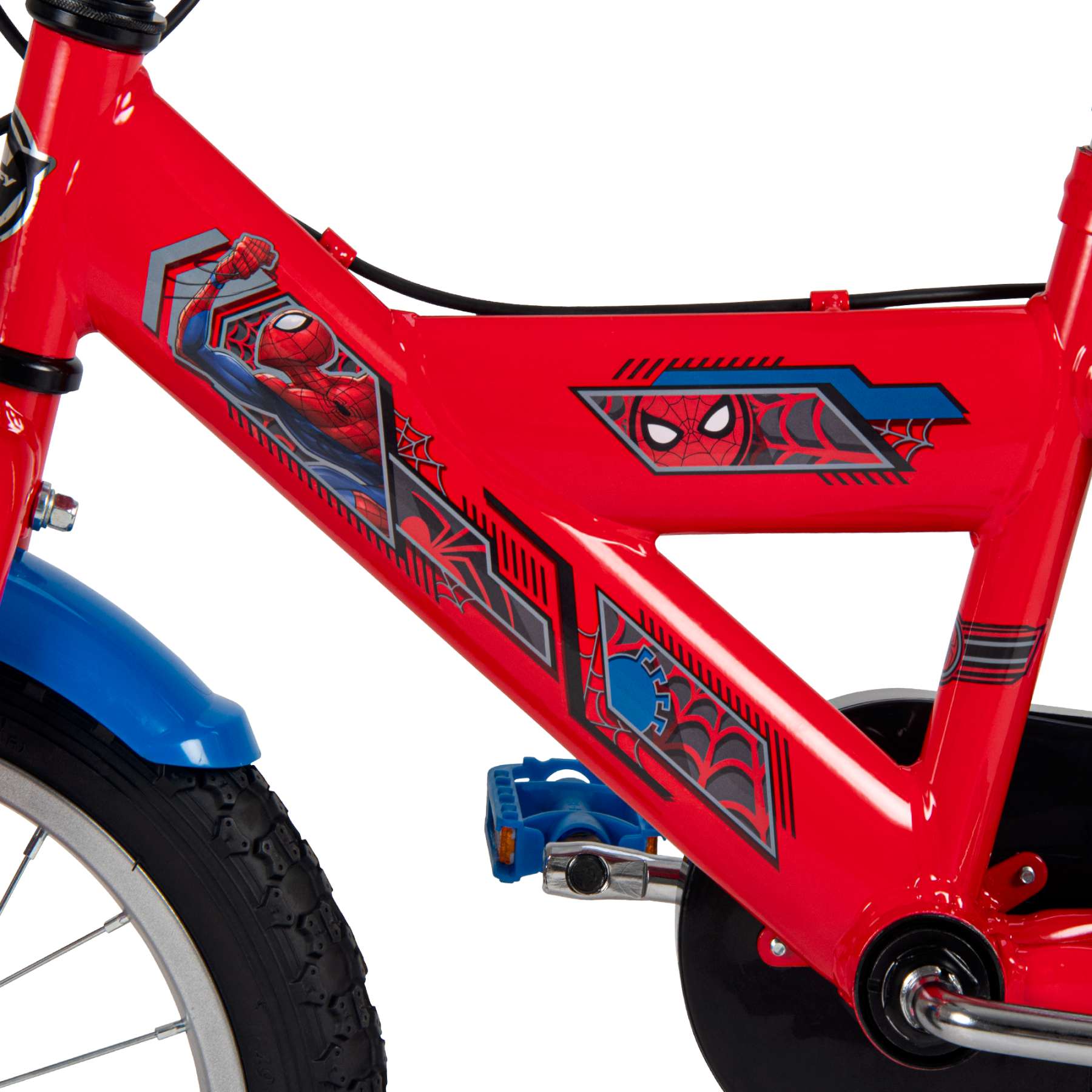 Spider-Man Kinderfiets - Jongens - 14 inch - Blauw Rood - Twee handremmen - Afbeelding 8