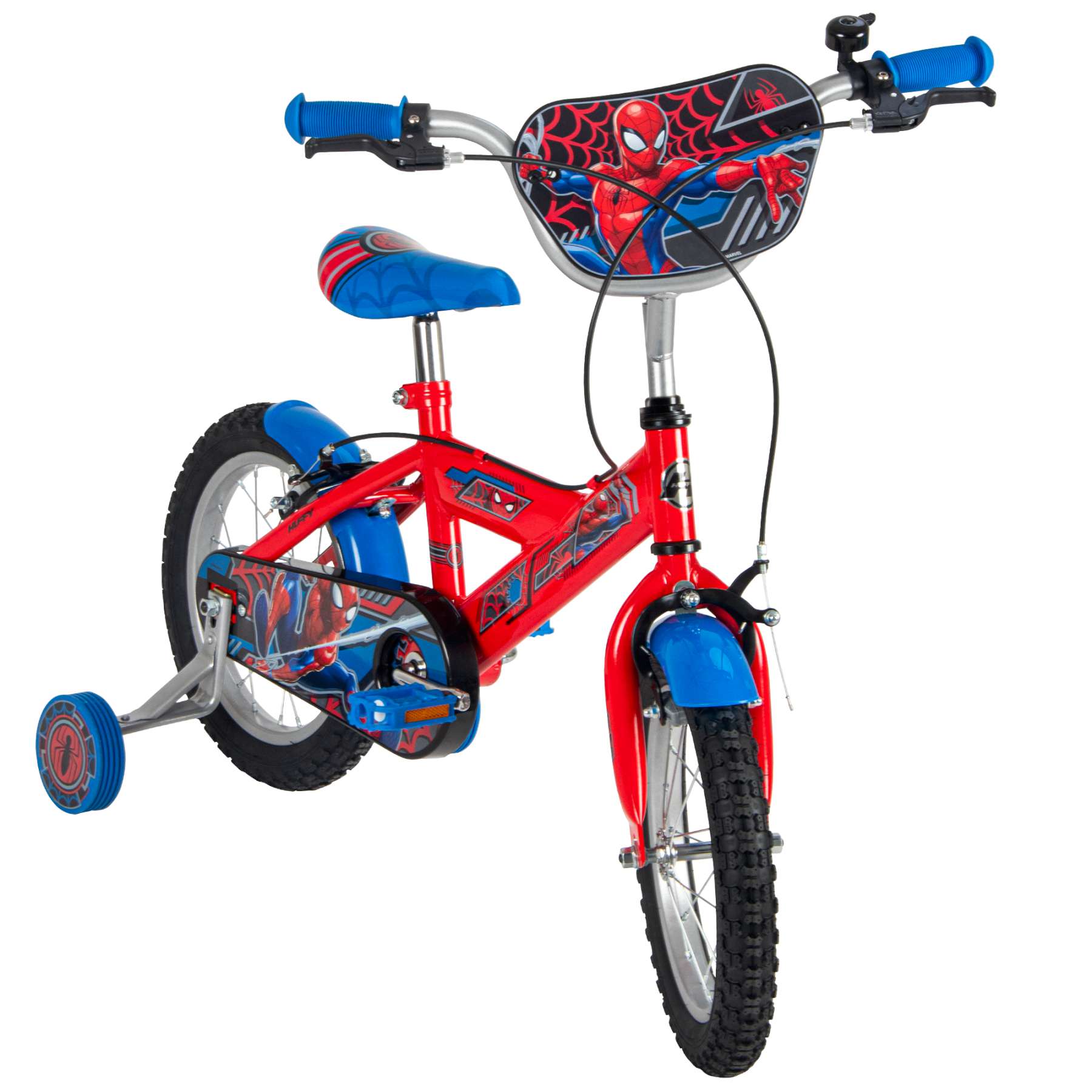 Spider-Man Kinderfiets - Jongens - 14 inch - Blauw Rood - Twee handremmen - Afbeelding 9