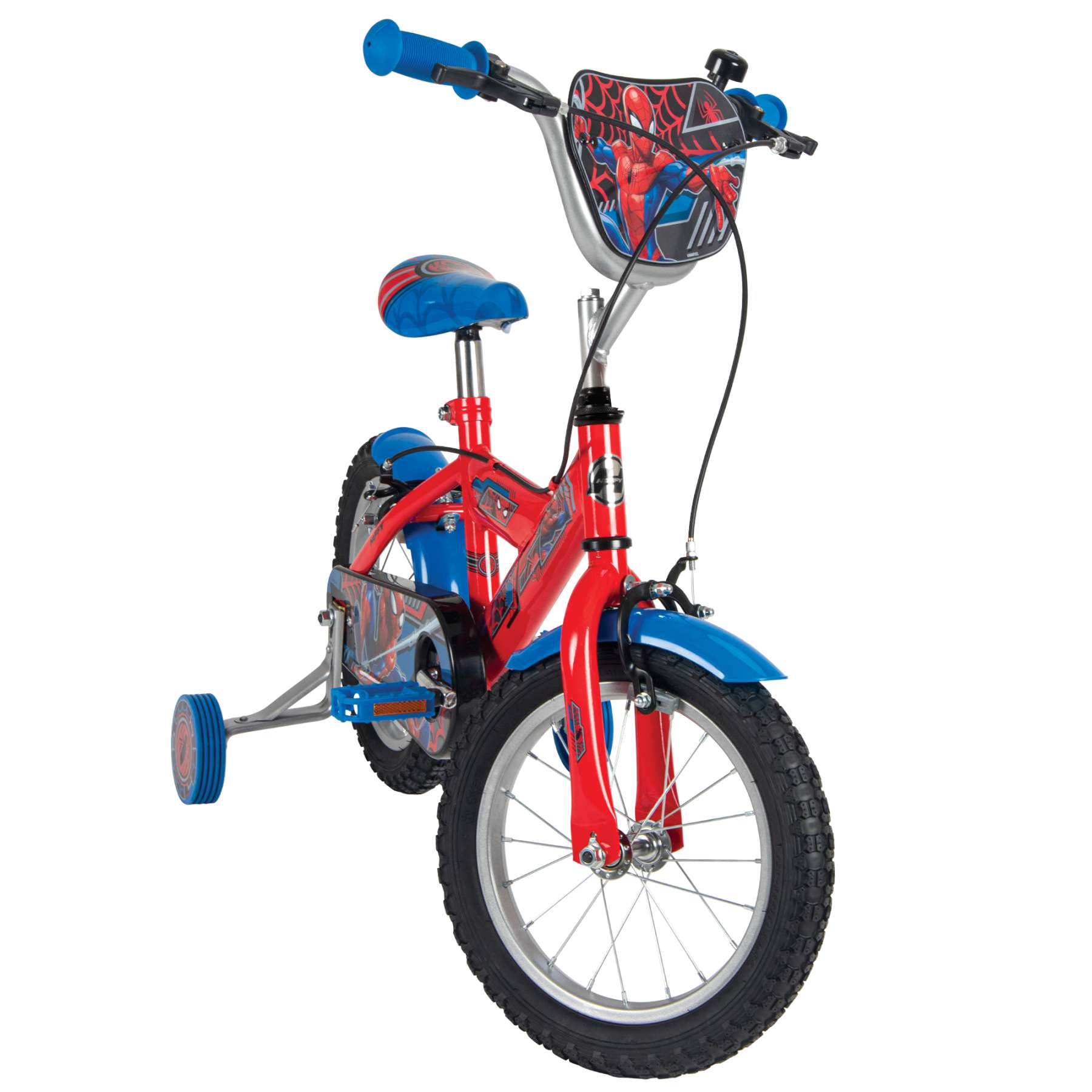 Spider-Man Kinderfiets - Jongens - 14 inch - Blauw Rood - Twee handremmen - Afbeelding 10