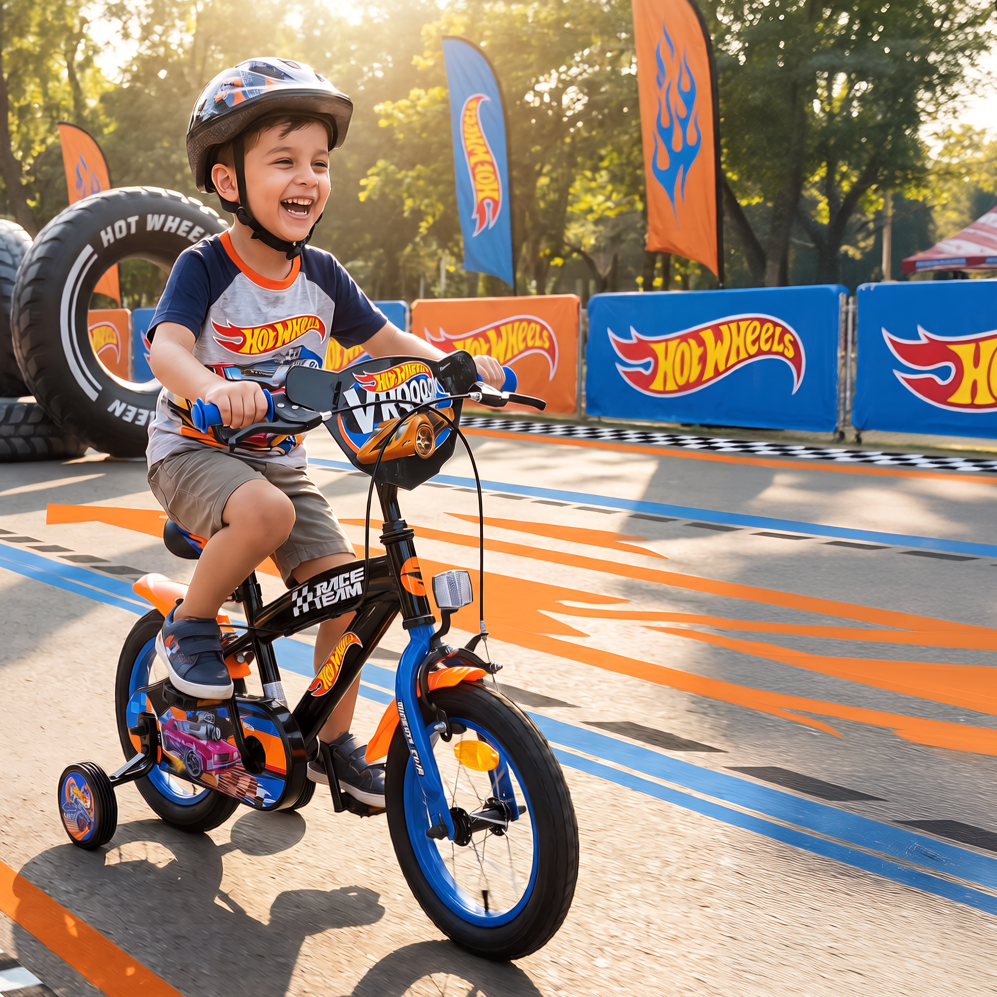 Hot Wheels Kinderfiets - Jongens - 14 inch - Zwart Oranje Blauw - Afbeelding 2